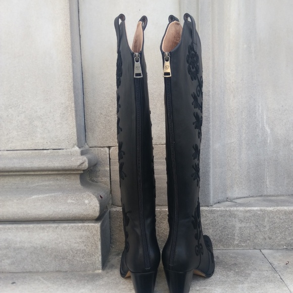 Black Embroidered Western Cowboy Boots, Custom Mad - Picture 4 of 6